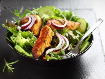 Paleo Chicken Strips in a Salad
