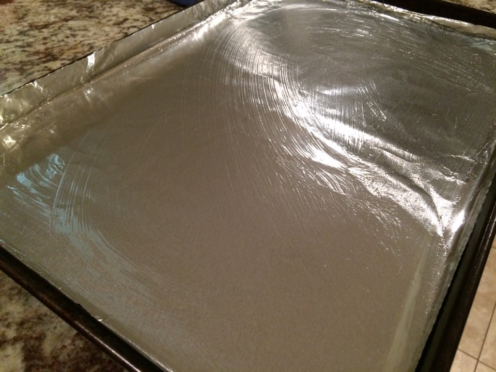 Oil your foil-lined baking pan.