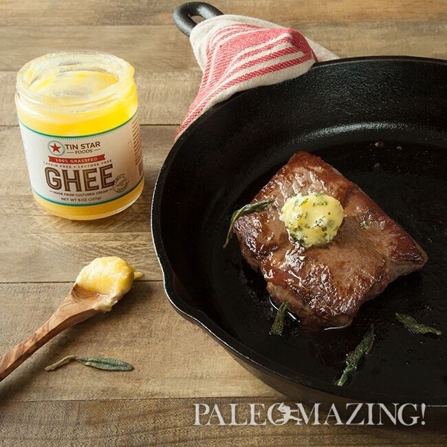 Pan Fried Grass Fed Steak with Sage Browned Ghee